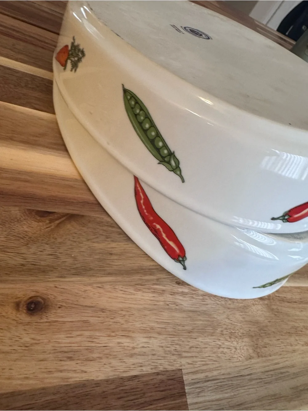 Cordon Bleu BIA - 2 Oval Ceramic Baking Dishes 12” with Red & Green Vegetable